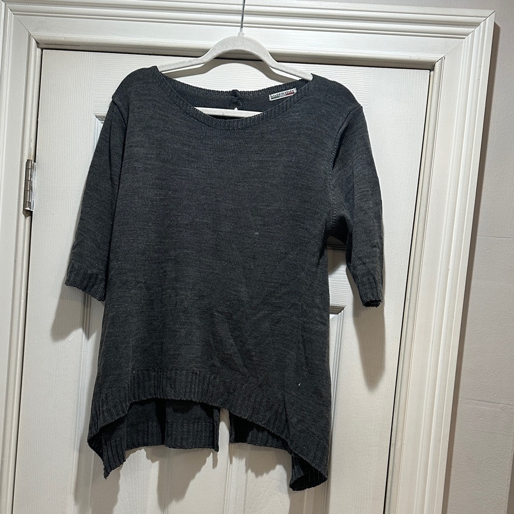 Charcoal Scoop-Neck Short Sleeve Sweater - Ralph Lauren
